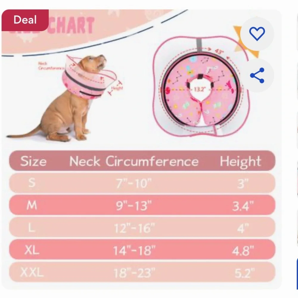 BRAND NEW Small Pink Inflatable Dog Cone Recovery Collar